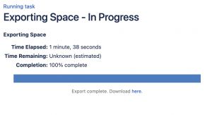 Progress bar showing download link to click when file is ready